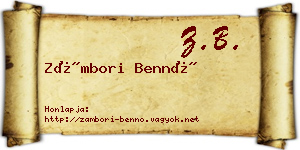 Zámbori Bennó névjegykártya